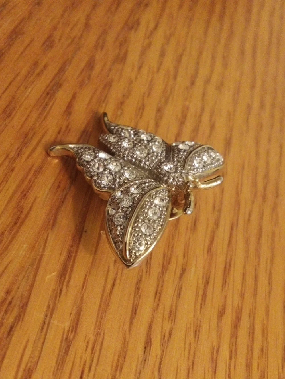Gold and Clear Crystal Butterfly Brooch - Women Jewelry